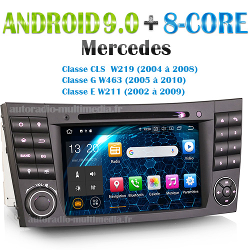 Autoradio GPS Android 10 OS 9 Pouces 2G RAM 64G ROM Radio pour Mercedes Benz Classe E W211 Classe G W463 Classe CLS W219 Prend en Charge Bluetooth 4.0 CANBUS SWC WiFi 4G 