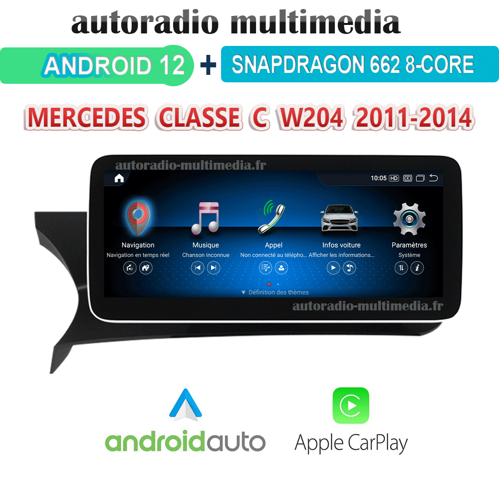 autoradio multimedia android pour Mercedes classe c w204 2011 2012 2013 2014