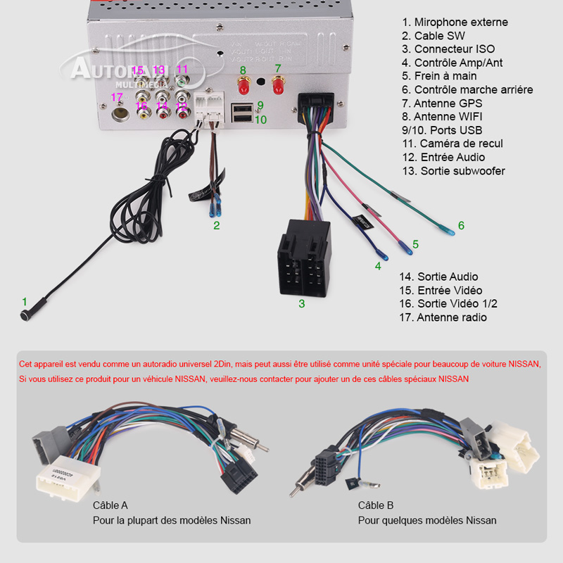 autoradio android 5.1 pour nissan et 2 din dual double din wiring diagram 